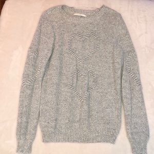 cute gray knit heart sweater